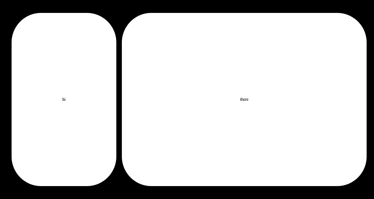 two rounded white rectangles on black background